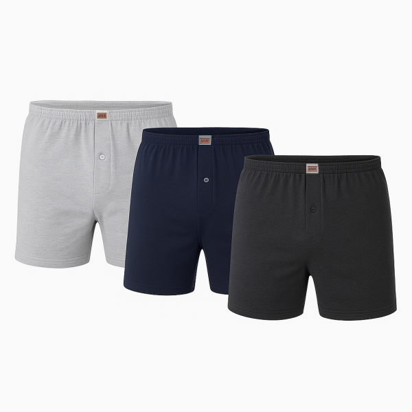 Tutku Erkek Penye Düz Düğmeli Boxer Siyah - XS-1