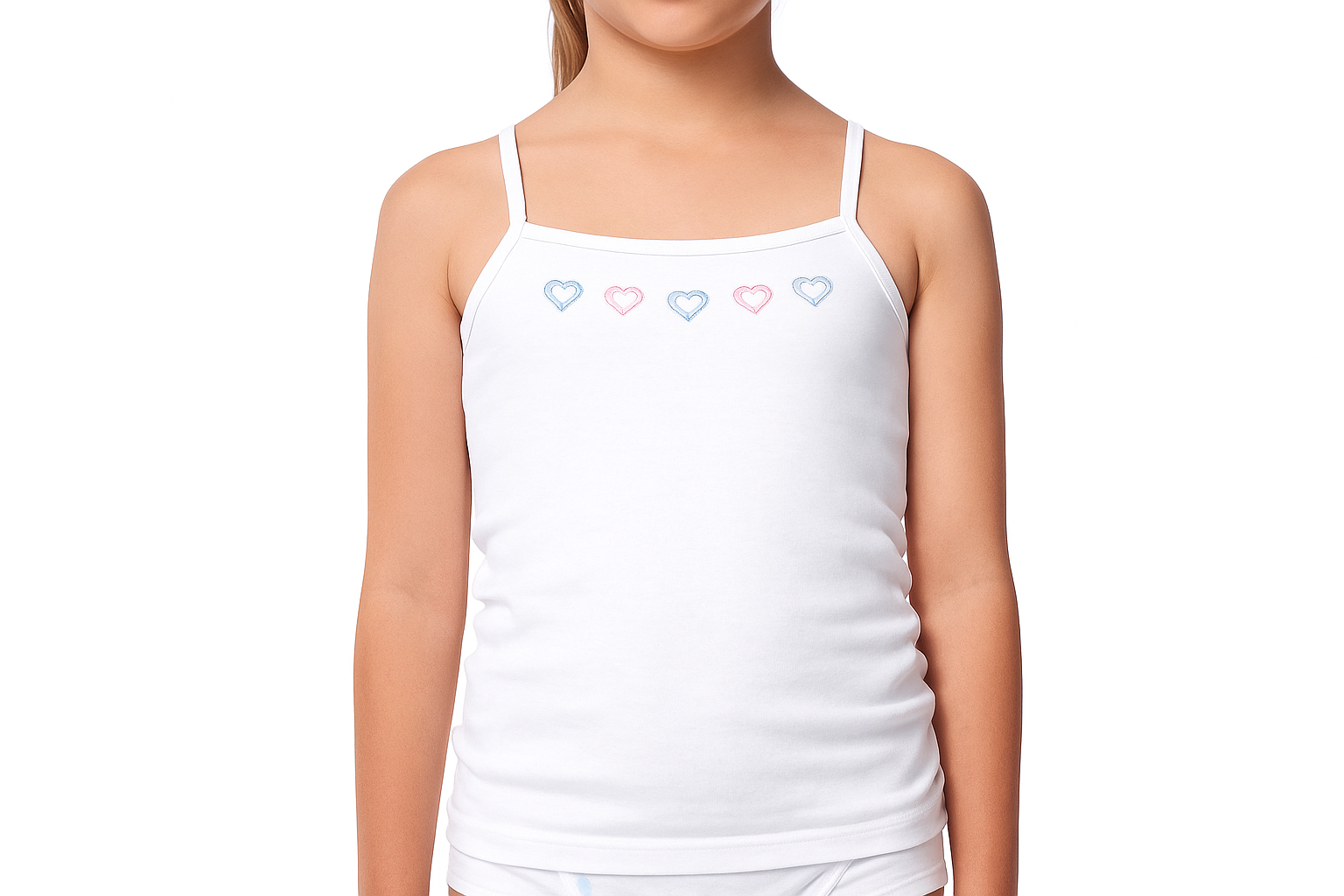 Tutku Kız Çocuk İp Askılı İşlemeli Atlet 6'lı