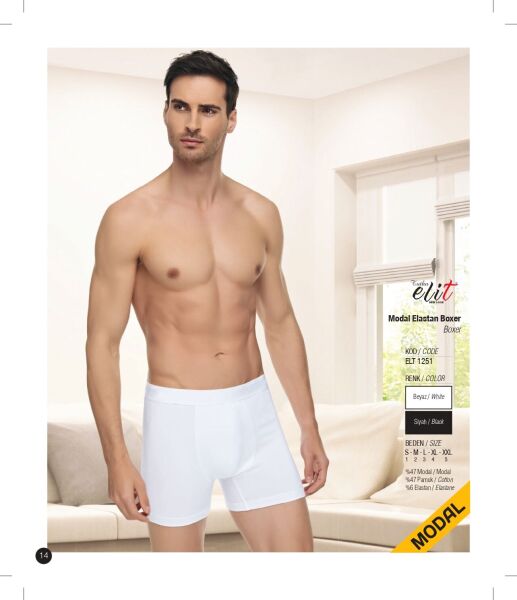 Tutku Elit 1251 Modal Elastan Erkek Boxer Siyah - M-3