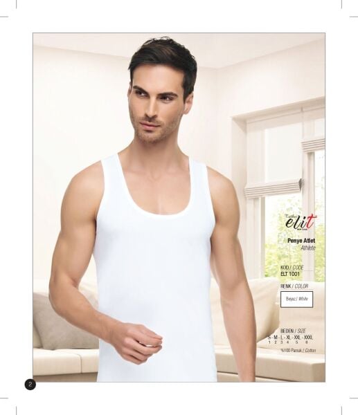 Tutku Elit 1001 Erkek Penye Atlet Beyaz - S-2