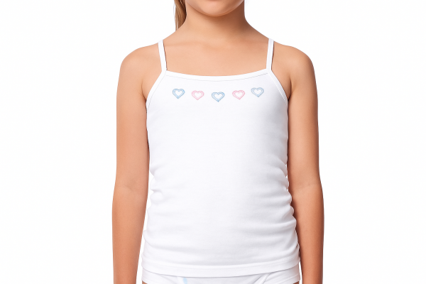 Tutku Kız Çocuk İp Askılı İşlemeli Atlet 6'lı L-4