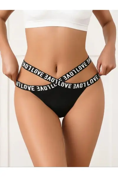 Feel Lady 1020 Siyah Külot Yüksek Bel Love – Dantel Detaylı Şık Kadın Külot
