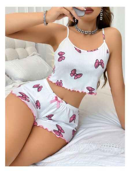 Lily Bianca 13094 Kadın Desenli Pamuklu Pijama L-XL