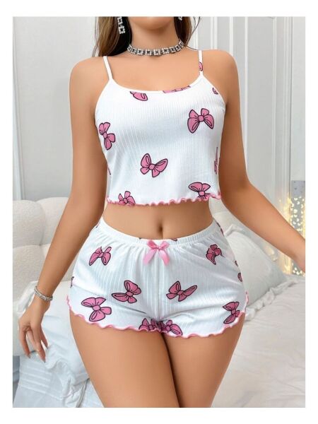 Lily Bianca 13094 Kadın Desenli Pamuklu Pijama L-XL