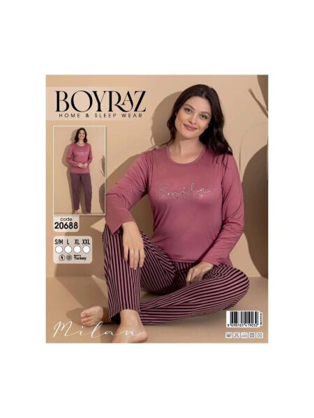 Boyraz 20688 Kadın Milan Uzun Kol Pijama Takımı