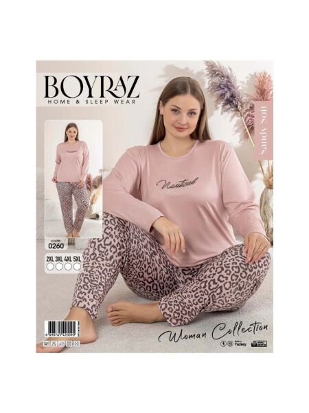 Boyraz 0260 Kadın Sandy Battal Uzun Kol Pijama Takımı 2XL