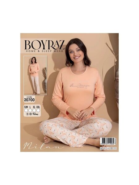 Boyraz 20700 Kadın Milan Uzun Kol Pijama Takımı XXL-6