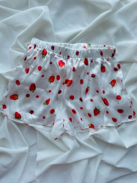 Desenli Saten Bralet Şort Pijama Takımı 90B